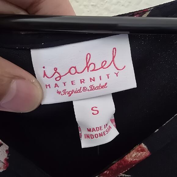 NWT Isabel Maternity Size Small Navy Floral Tunic Top Sheer Sleeves Buttons Chic - Picture 4 of 10